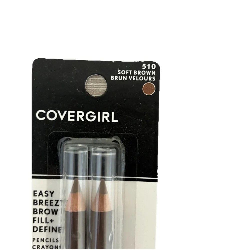 NEW IN BOX Covergirl Easy Breezy Brow Fill Define 2 Pencils Sharpener Soft Brown